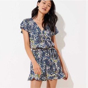 LOFT Women’s Multicolor Floral Romper Ruffle Wide Leg